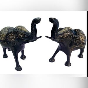 Vintage‎ Pair of Etched Black Elephant Figurines. Solid Brass
7.5” Tall